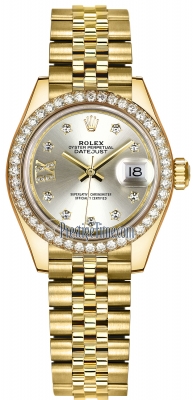 Rolex Lady Datejust 28mm Yellow Gold 279138RBR Silver 17 Diamond Jubilee